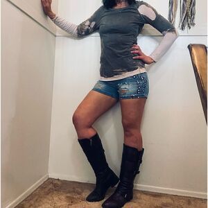 Size 27 Upcycled Custom Bluenotes Upcycled Cherry Blossom Denim Jean Shorts